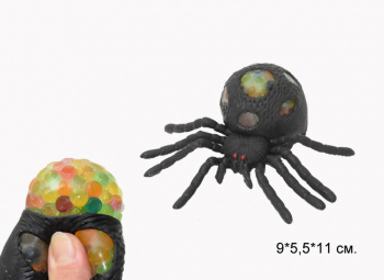 Мяч жид. арт. 81412 Паук черный с головой, шарики в пак.=
