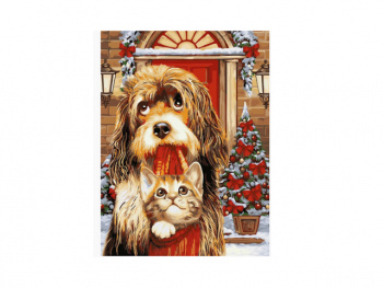 Картина по номерам арт. RAS20981 Новогодние пушистые шалуны 20*30 в кор.