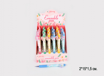 кц_Ручка стираемая гелевая арт. YL242623 Автомат "Цветок" 1 шт. цвета микс (24 шт.) шоубокс