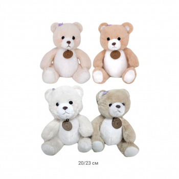 им Медведь арт. 2222-209/8889-20 Медальон и цветок на ушке 20/23 см в пак.