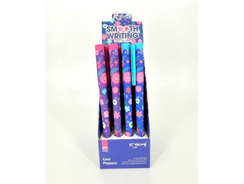 кц_Ручка шариковая арт. YL232688 Синяя на масляной основе 0,7 мм "Цветы" 1 шт. (20 шт.) шоубокс