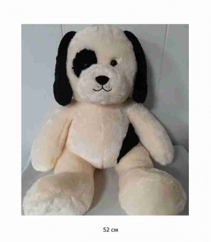 им Собака арт. XH2022-22 Белая черные ушки сидит 52 см в пак._ им Собака арт. XH2022-22 Белая черные ушки сидит 52 см в пак._