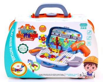 Мозаика арт. 198-7B Конструктор с отверткой в чемодане в кор.•/24 шт./