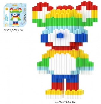 Конструктор арт. PT6114 Микро Радужный медведь 593 дет. в кор.|