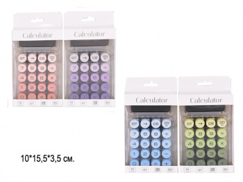 кц_Калькулятор настольный арт. 3888 12 разрядов, питание от батареек прозрачный цвета микс в кор.