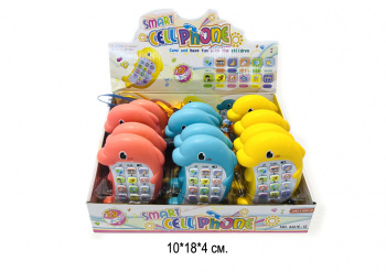 Телефон арт. 6611E-12 "Дельфин" цвета микс муз. на батар. (12 шт.) шоубокс•