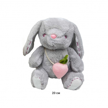 им Зайка арт. YE25508-5-2 Серый с сумкой-клубникой 20 см в пак.) им Зайка арт. YE25508-5-2 Серый с сумкой-клубникой 20 см в пак.)