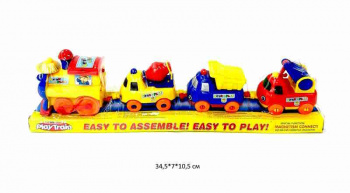 Паровоз арт. 18008E Со строительной техникой развив. в пленке_