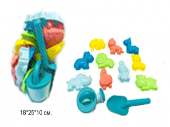 Песочный набор арт. R311-76 Лейка, совок, формочки в сетке• Песочный набор арт. R311-76 Лейка, совок, формочки в сетке•