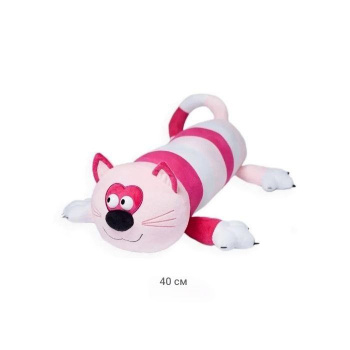им Обнимашка арт. 13668-1-209 Кошка полосатая в розовых тонах с выпуклыми глазами 40 см в пак.