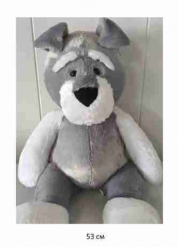 им Собака арт. XH2022-14 Серо-белая сидит 53 см в пак._ им Собака арт. XH2022-14 Серо-белая сидит 53 см в пак._