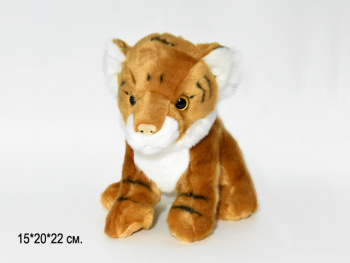 им Тигр арт. 08152-1-209 Коричневый с белым сидит 22*20 см в пак.