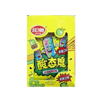 Конфета арт. 124948/124887 Кислая Трубочка-тянучка с начинкой "Яблоко" 23 г 20 шт. в кор.#