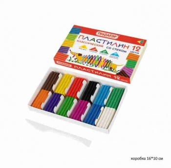 кс_Пластилин классический арт. 106675 ПИФАГОР "Веселая такса" 12 цветов 180 г, СО СТЕКОМ