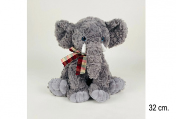 им Слон арт. 9671/32 Кучерявый с бивнями 32 см в пак.