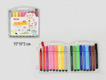 Маркеры арт. 24-MKB Односторонние в контейнере 18 шт.~