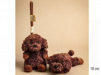 им Собака арт. 209019 Брелок на шнурке коричневая кучерявая 18 см в пак.