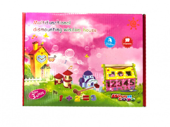 Деревянная игрушка арт. 2407-6 "Дом" логика, сортер, молоток, счет в кор._