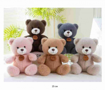 им Медведь арт. YE25219-5/25910-3 Пушистый с медальоном 25 см цвета микс в пак.)